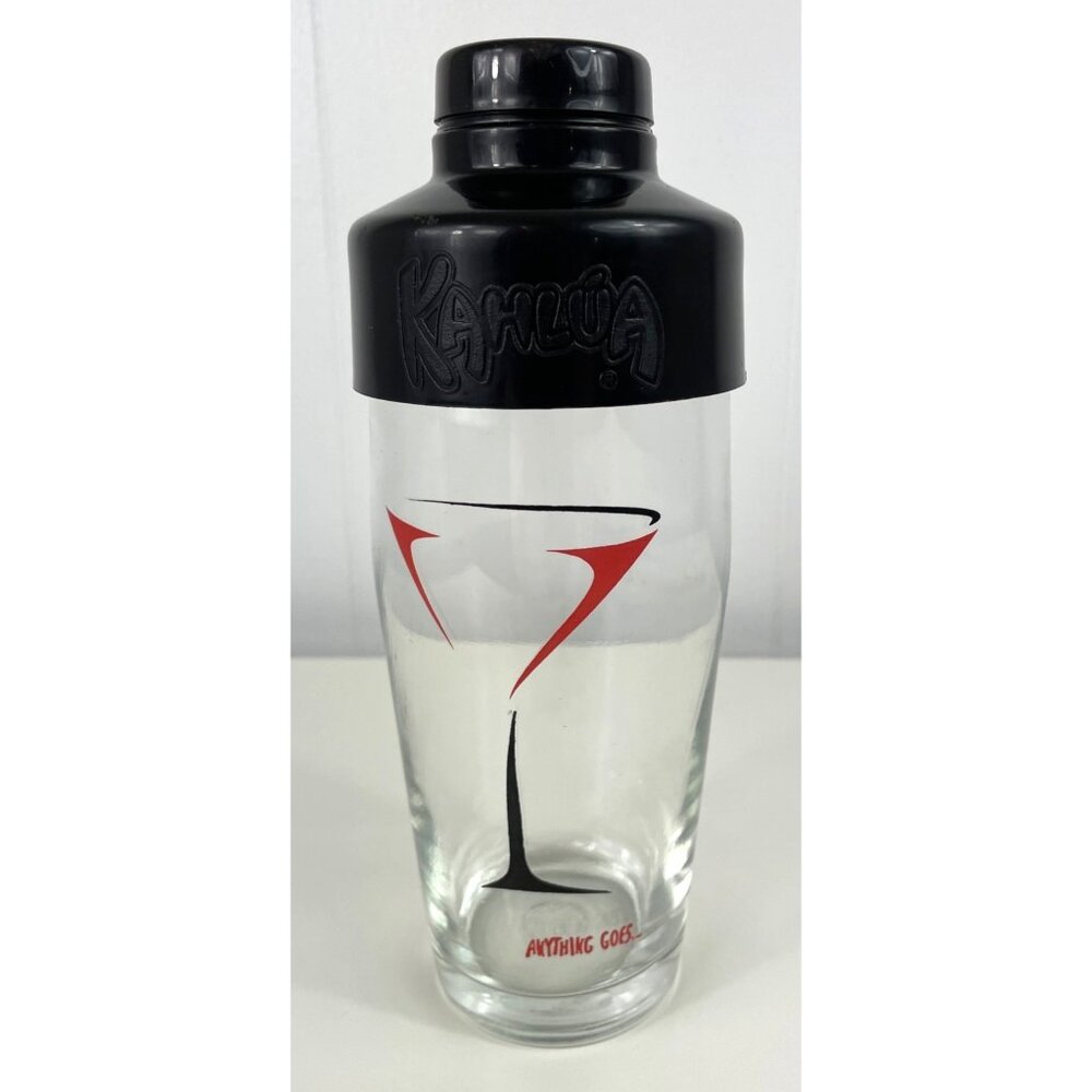Kahlua Cocktail Shaker Glass With Black Plastic Lid & Martini Design